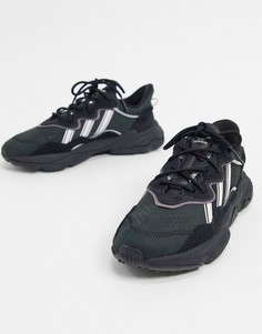 Черно-бело-фиолетовые кроссовки adidas Originals Ozweego-Черный