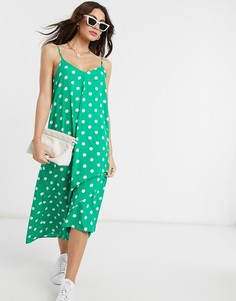Платье миди в зеленый и белый горошек с завязкой на спине Vero Moda-Мульти