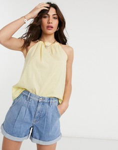 Желтый топ без рукавов в полоску Vero Moda