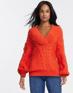 Вязаный oversize-джемпер с V-образным вырезом ASOS DESIGN-Красный