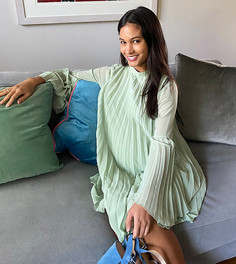 Шалфейно-зеленое платье мини с рукавами клеш ASOS DESIGN Maternity-Зеленый