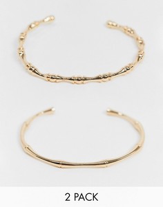 Набор из 2 браслетов-манжет с бамбуковым дизайном ASOS DESIGN-Золотой