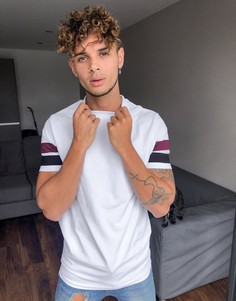 Белая облегающая футболка с контрастными полосками ASOS DESIGN-Белый