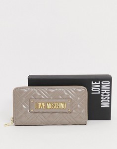 Серо-коричневый стеганый кошелек на молнии Love Moschino-Серый