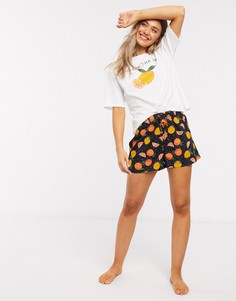 Шорты от пижамы из 100% модала с принтом ASOS DESIGN-Черный