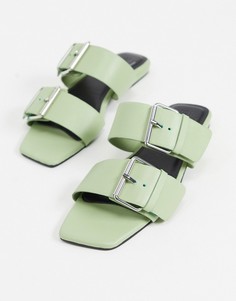 Светло-зеленые кожаные сандалии ASOS DESIGN-Зеленый