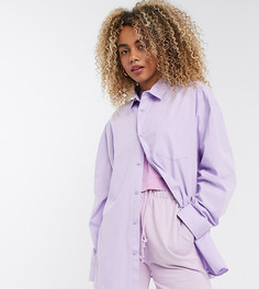 Лавандовая oversized-рубашка с длинными рукавами COLLUSION Unisex-Фиолетовый