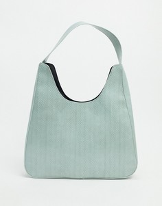 Большая зеленая сумка-шоппер с отделкой под рептилию ASOS DESIGN-Зеленый