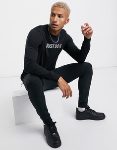 Черный лонгслив с надписью "Just Do It" Nike