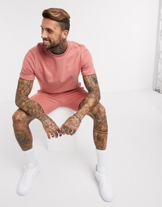 Розовый спортивный костюм с короткими рукавами ASOS DESIGN