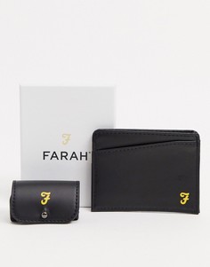 Подарочный набор с кредитницей и футляром для наушников Farah-Черный