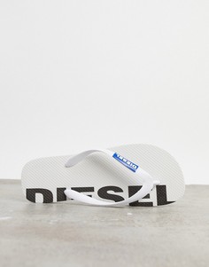 Белые шлепанцы с логотипом Diesel-Белый