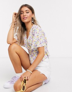 Розовая блузка с цветочным принтом Miss Selfridge-Розовый