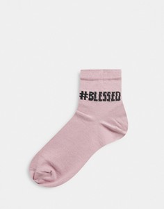 Сиреневые носки с надписью "Blessed" ASOS DESIGN-Фиолетовый