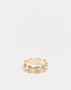 Золотистое кольцо с круглой отделкой ASOS DESIGN-Золотой