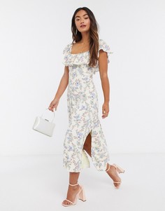 Платье миди с квадратным вырезом и цветочным принтом Forever New-Мульти