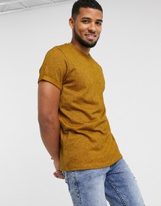 Плотная светло-коричневая футболка с отворотами на рукавах ASOS DESIGN-Коричневый