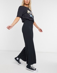 Черные широкие брюки в рубчик New Look-Черный