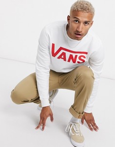 Белый свитшот с красным логотипом Vans Classic
