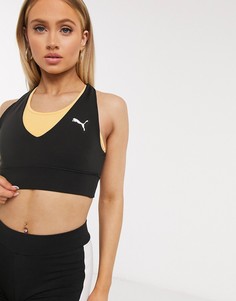 Черный двухслойный спортивный бюстгальтер Puma