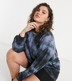 Лонгслив oversized с принтом тай-дай ASOS DESIGN Curve-Синий