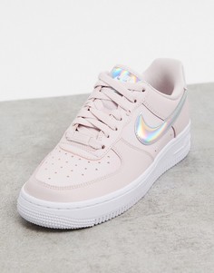 Розовые кроссовки с переливающимся логотипом-галочкой Nike Air Force 1 07-Розовый