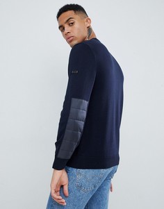 Темно-синий облегающий джемпер с круглым вырезом и нашивками Barbour International