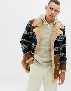 Светло-коричневая oversize-куртка с искусственной овечьей шерстью ASOS DESIGN-Светло-коричневый