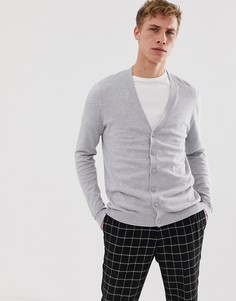 Серый хлопковый кардиган ASOS DESIGN
