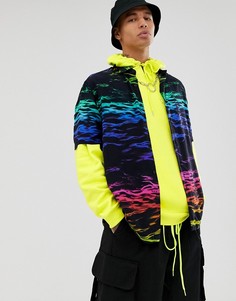 Свободная рубашка с разноцветным волнообразным принтом ASOS DESIGN-Черный
