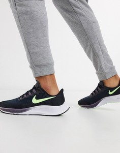Черные кроссовки с фиолетовыми вставками Nike Running Air Zoom Pegasus 37-Черный