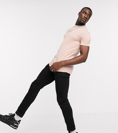 Розовая трикотажная обтягивающая рубашка с воротником на пуговице ASOS DESIGN Tall-Розовый
