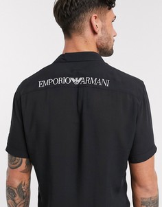 Черная рубашка с логотипом Emporio Armani-Черный