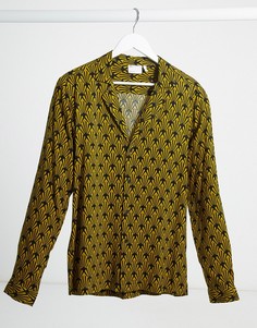 Черно-золотистая рубашка классического кроя с принтом ASOS DESIGN-Золотой