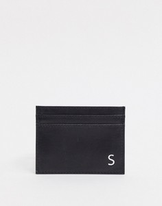 Кожаный кошелек для карт с инициалом "S" Peter Werth-Черный