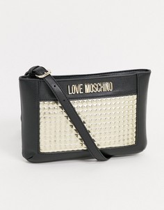 Черная сумка через плечо с заклепками Love Moschino-Черный