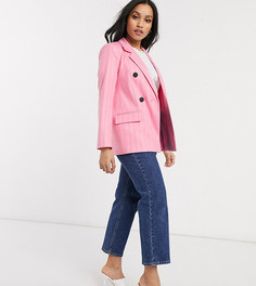 Розовый двубортный пиджак в полоску River Island Petite