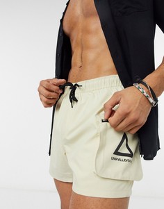 Песочные шорты карго для плавания ASOS DESIGN-Бежевый