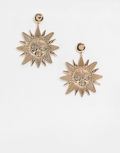 Золотистые серьги с дизайном "солнце" ASOS DESIGN-Золотой