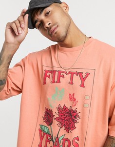 Плотная футболка в стиле oversized с принтом ASOS DESIGN-Оранжевый