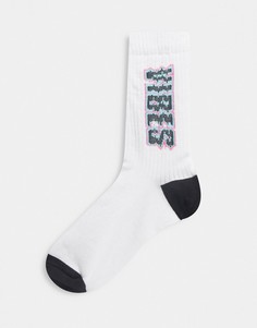 Разноцветные носки в рубчик ASOS DESIGN-Белый
