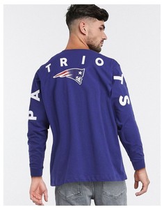 Лонгслив в стиле oversized с принтом на спине и рукаве ASOS DESIGN NFL New England Patriots-Синий