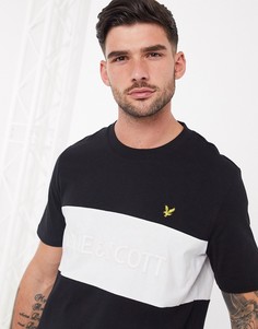 Черная футболка с логотипом и контрастной вставкой Lyle & Scott-Черный