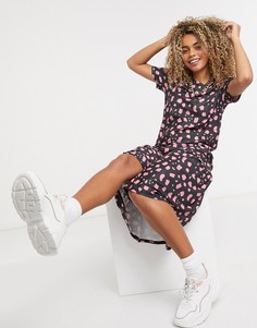 Свободное платье миди с принтом Urban Threads-Черный