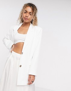 Oversized-пиджак цвета слоновой кости ASOS DESIGN-Белый