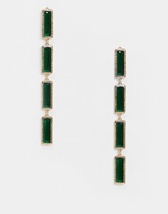 Золотистые серьги с зелеными камнями ASOS DESIGN-Золотой