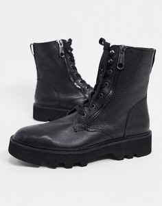 Черные кожаные ботинки на шнуровке Calvin Klein-Черный