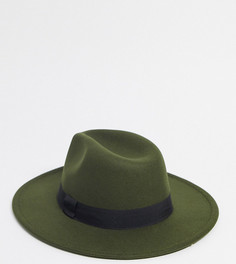 Шляпа федора цвета хаки с пряжкой My Accessories London-Зеленый