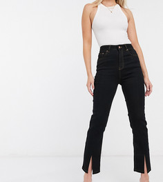 Черные джинсы-сигаретки с завышенной талией и разрезами на нижней кромке штанин ASOS DESIGN-Черный