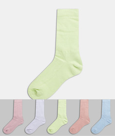 5 пар спортивных носков розово-лилового оттенка ASOS DESIGN-Розовый